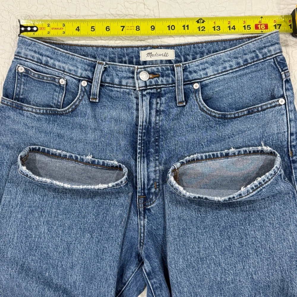 Madewell Womens Distressed Straight-Leg Blue Jeans Size 31 - Picture 3 of 12